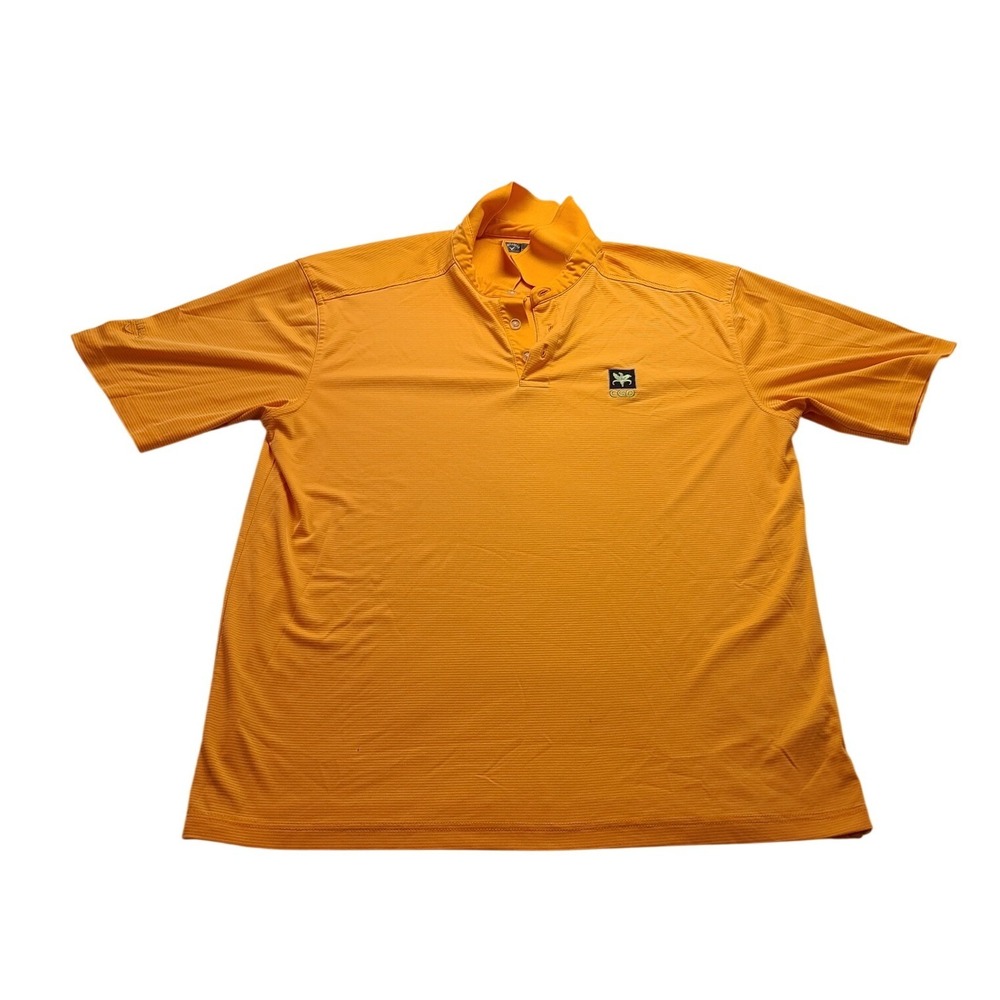 Callaway Mens XL Golf Polo Shirt Orange White Stripe Short‎ Sleeve CGD Logo